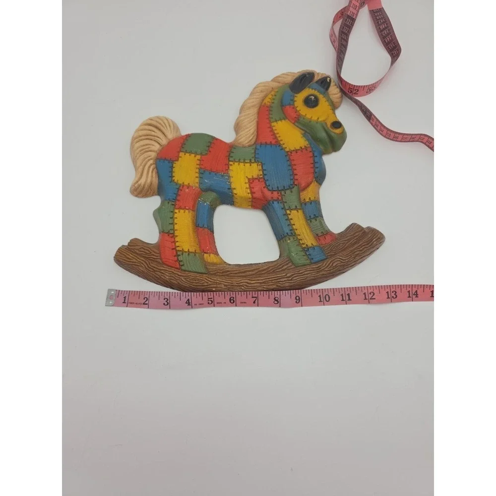 Vintage 1970s Patchwork Rocking Horse Foam Nursery Wall Hanging Art Decor